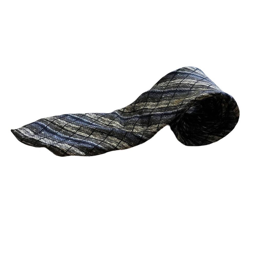 Missoni blue and gray geometric shapes silk tie
